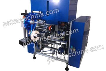 Full automatic 5 shaft cling wrap film perforating rewinding labeling machine