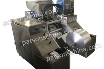 Automatic aluminium foil rewinder with automatic sticker function