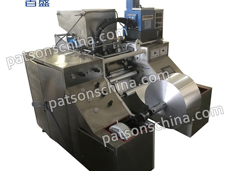 Automatic aluminium foil rewinder with automatic sticker function