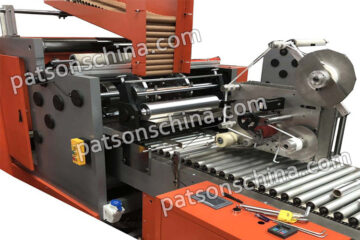 Automatic 4 shafts baking paper rewinder with auto sticker