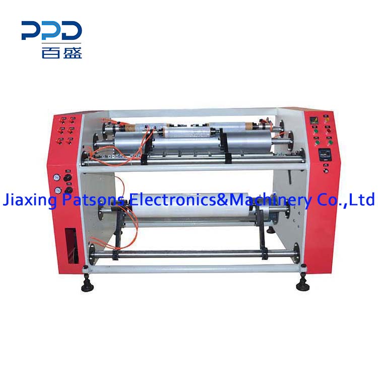 Máquina semiautomática de corte longitudinal y rebobinado de film estirable y transparente