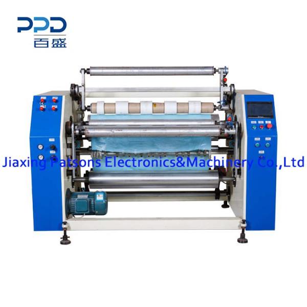 Automatic core exchange stretch film slitter rewinder machine